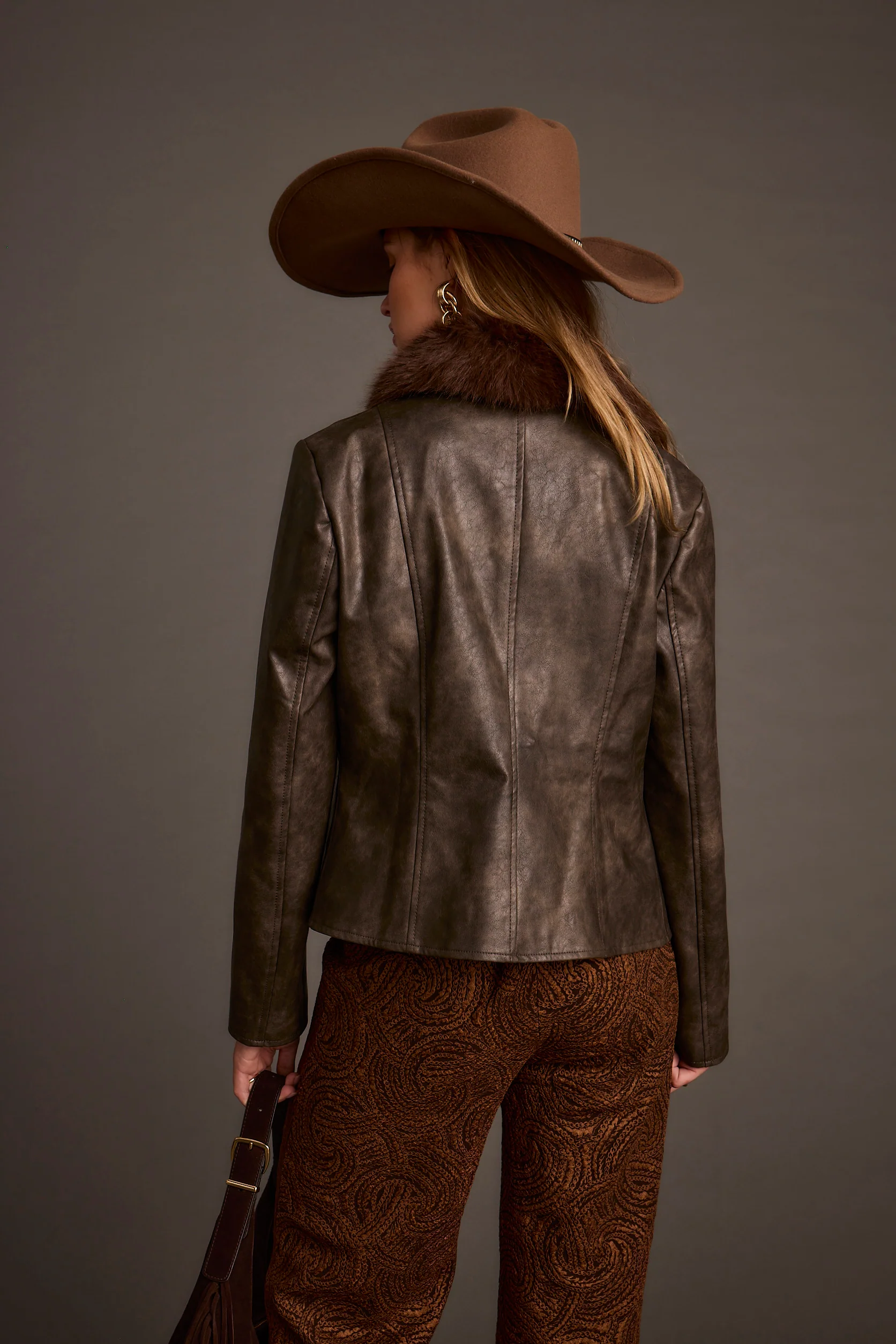 Beckett Espresso Vegan Leather Jacket - Image 7
