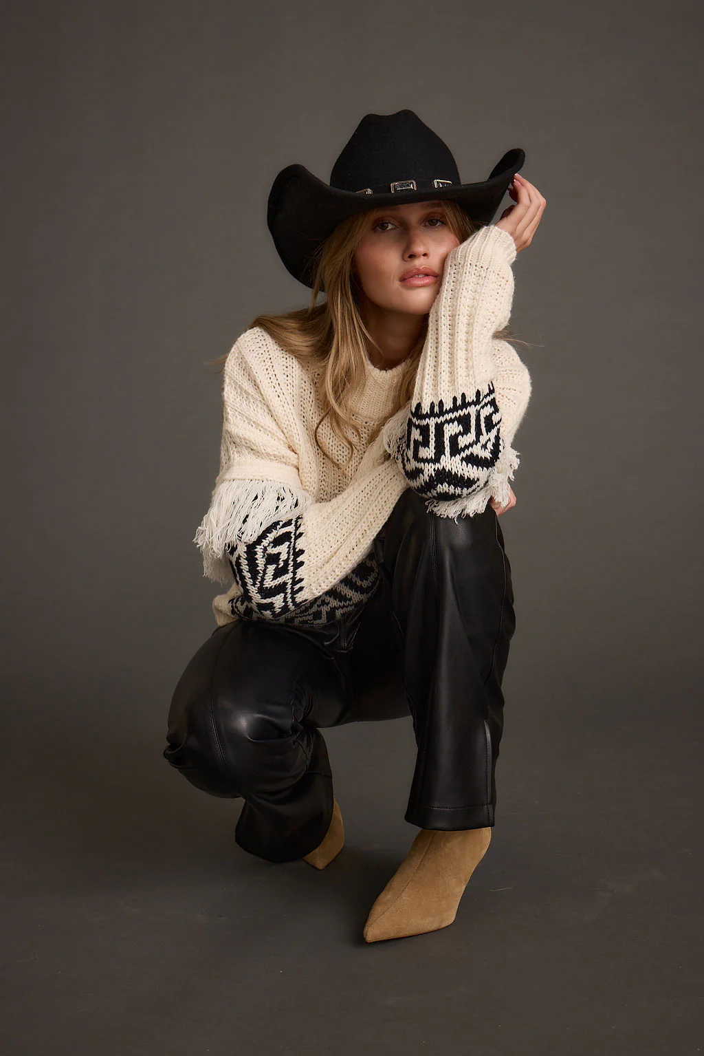 Bozeman Cream Printed Fringe Sweater - Image 7