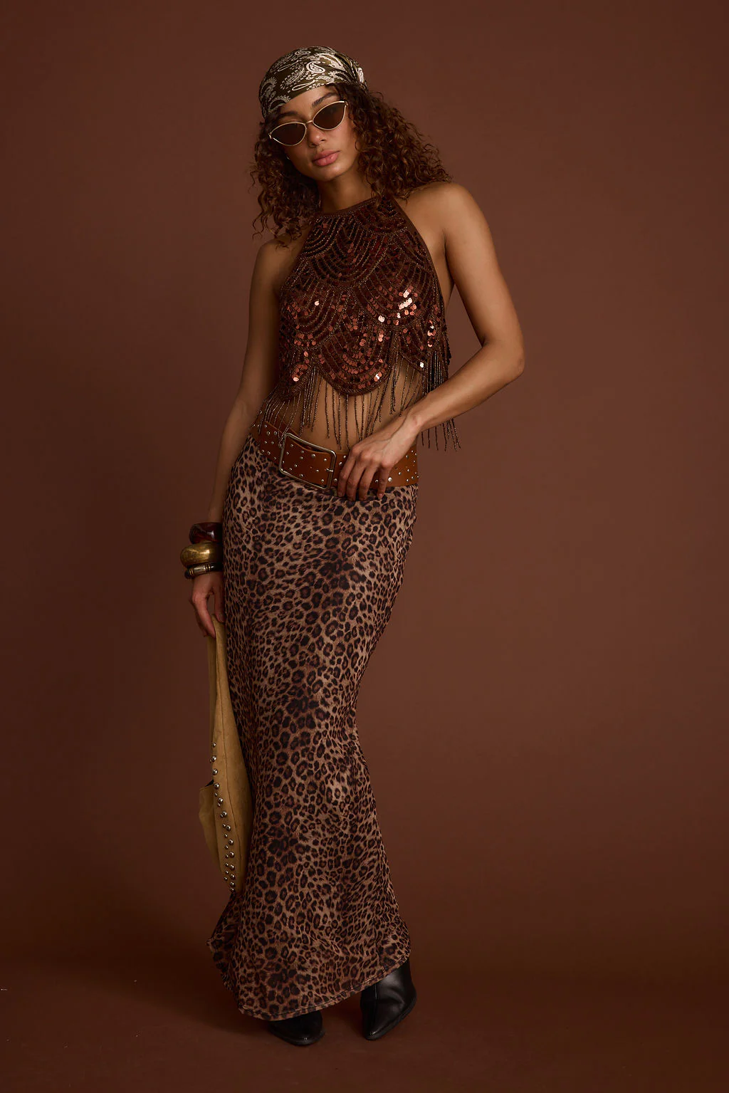 Cleo Espresso Beaded Halter Top - Image 3