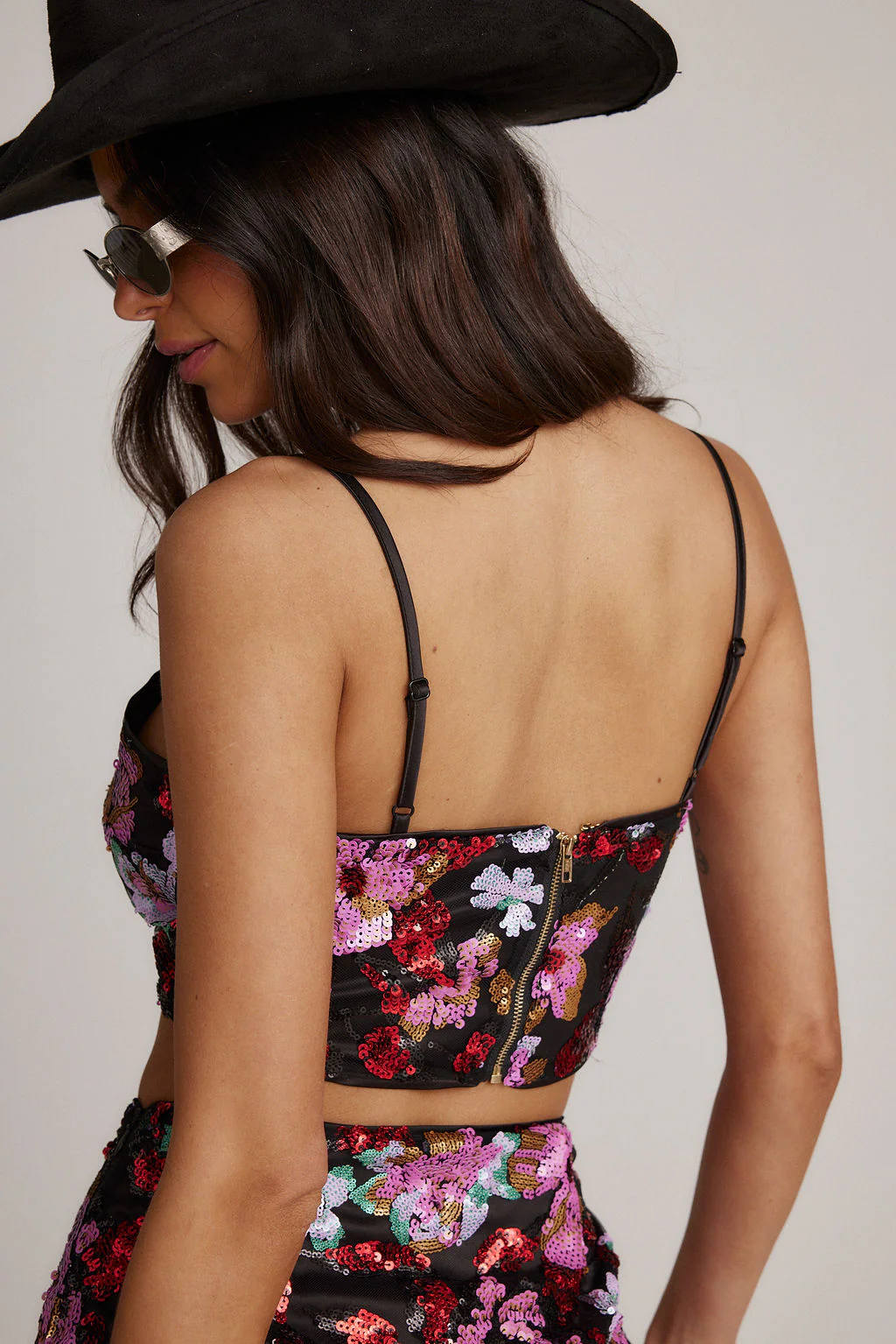 Dynamo Floral Sequin Crop Top - Image 3