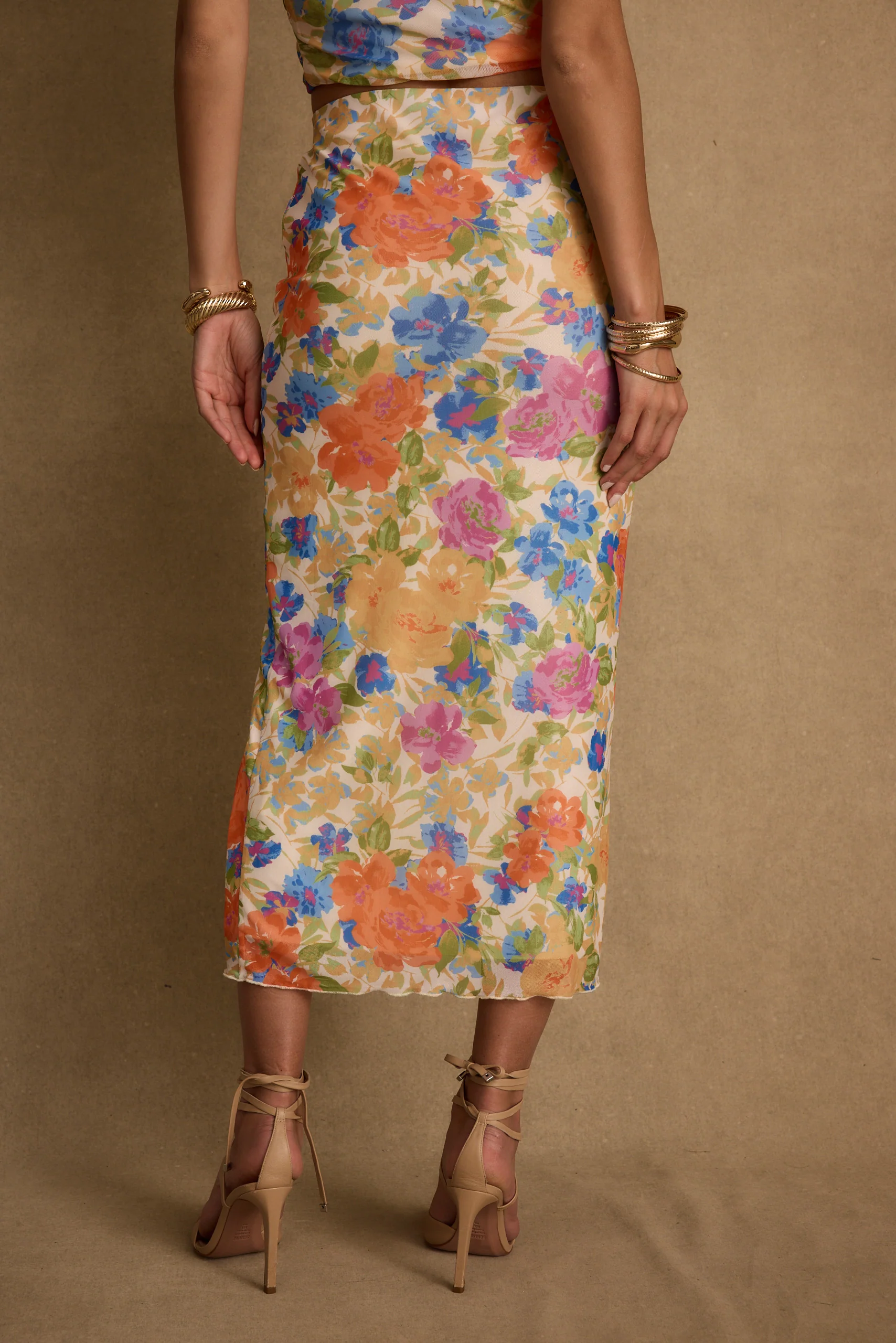 Marisol Floral Mesh Midi Skirt - Image 3