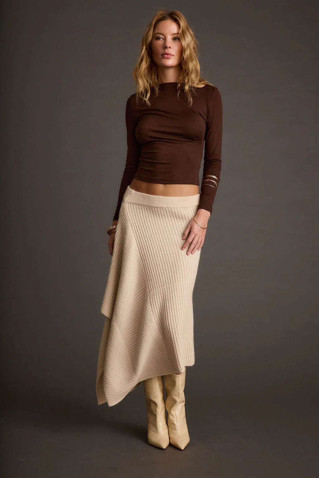 Mod Cream Asymmetrical Skirt - Image 4