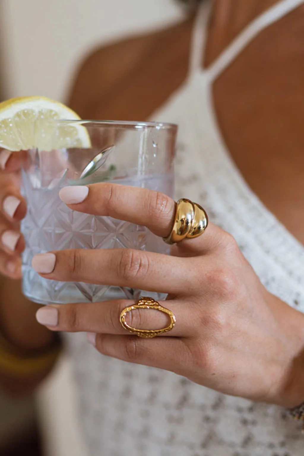 Sofia Gold Double Dome Ring - Image 2